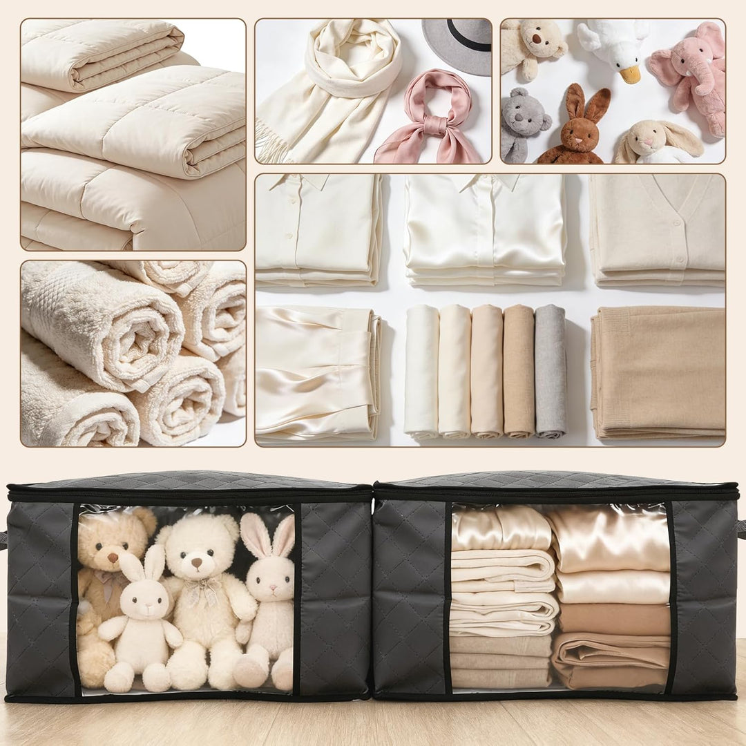 Sekey 6 Stück 60L Aufbewahrungstasche, Faltbare Kleiderschrank Organizer, Stoff-Aufbewahrungsbox mit