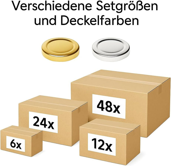 Vitrea 12 leere Glasflaschen 250ml Schraubverschluss Silber - Milchflaschen, Saftflaschen, kleine Fl