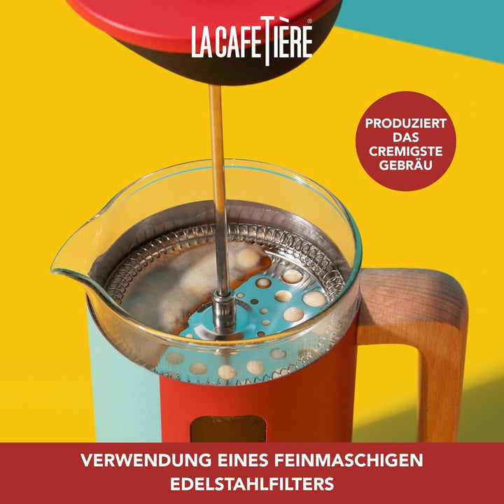 La Cafetière Pisa Kaffeebereiter für 8 Tassen, grosse Pressstempelkanne, geometrisches Design, 1 l,