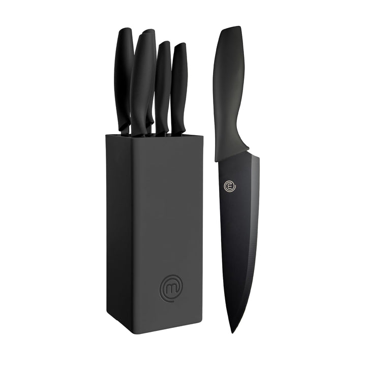 MasterChef Messerblock mit Messer Kuchenmesser Set mit Santokumesser, Brotmesser, Kochmesser, Gemüse