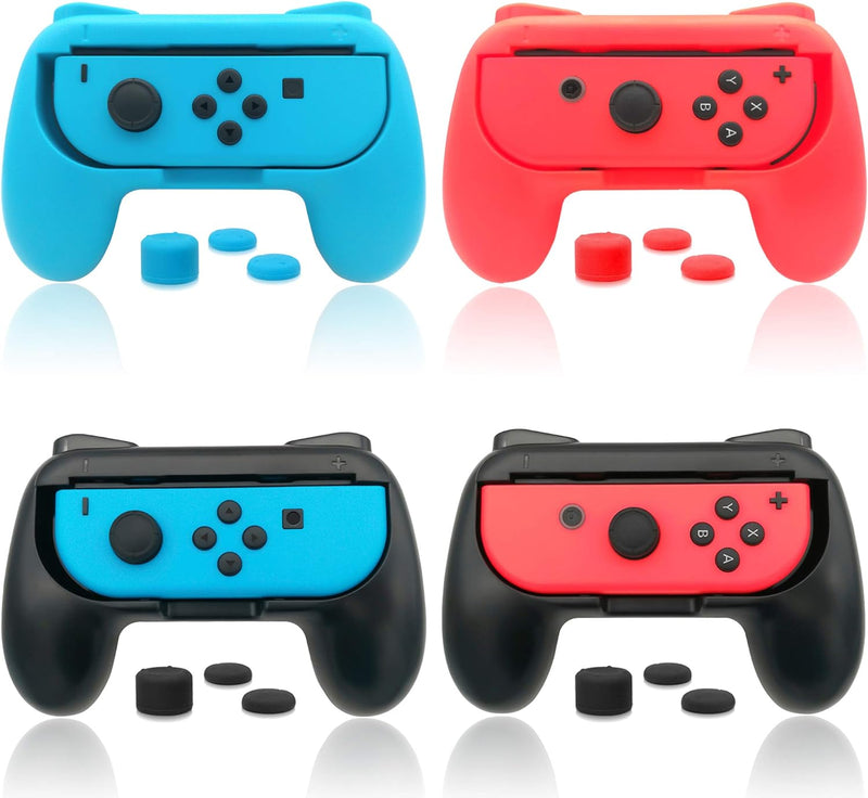 Griffe Halterung für Joy Con Switch & Switch OLED-Modell mit Daumen Griffkappen, (4 Pack) Gummioberf