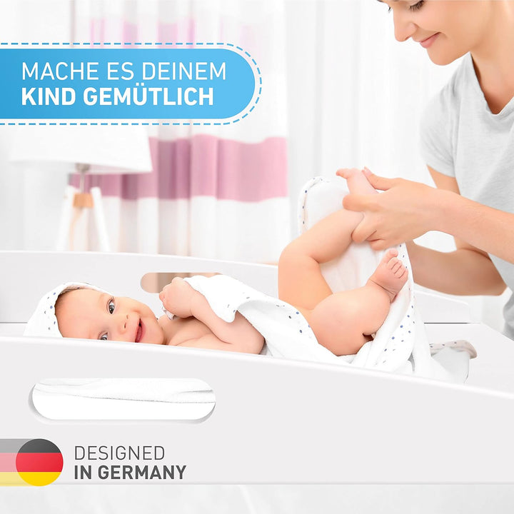 Wickelaufsatz Hemnes HappyBaby weiss [85x75x13cm] für IKEA Hemnes Kommode - INKL. 2-Stufen-Sicherhei