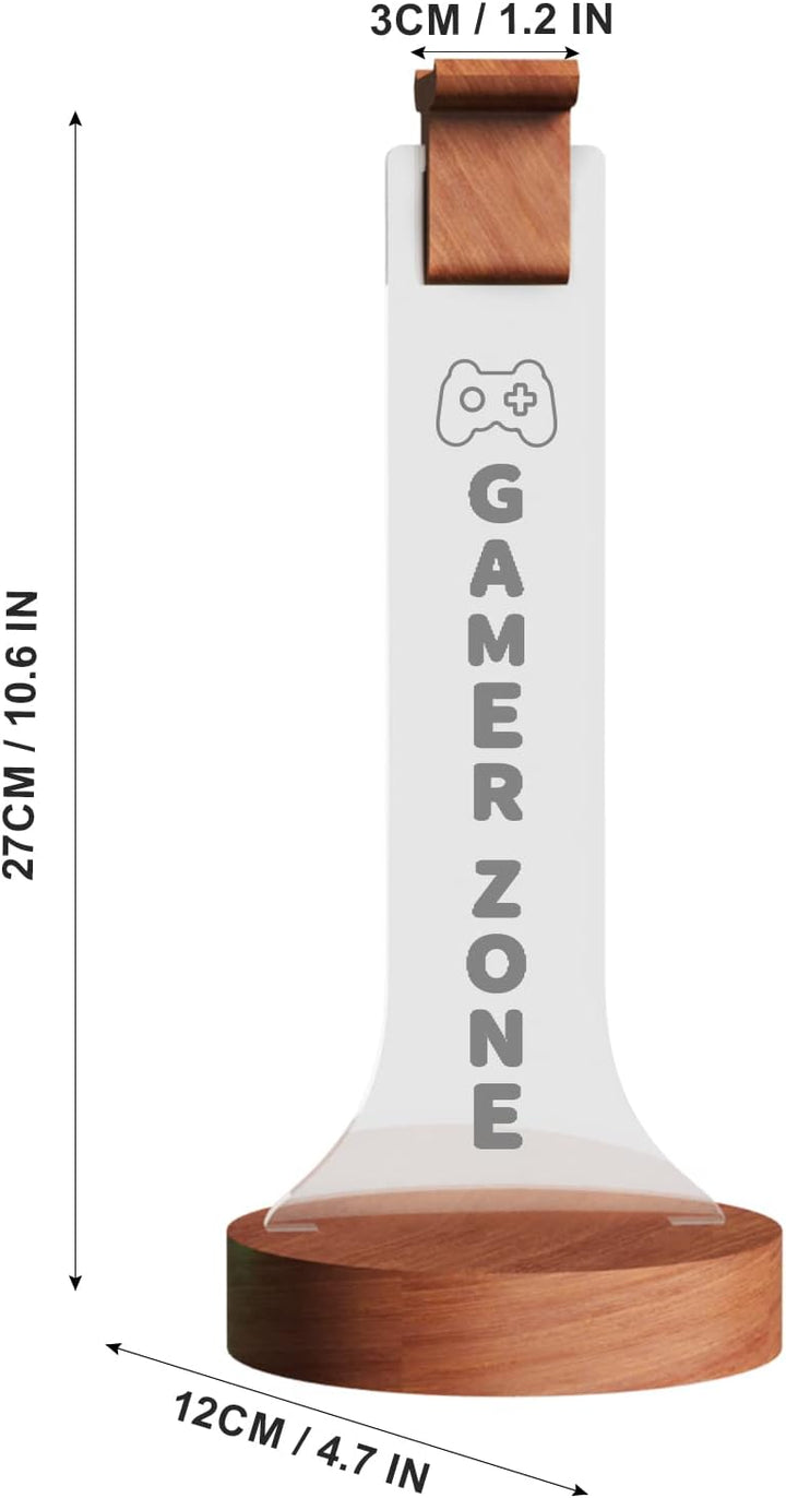 YuanDian Gamer Zone Licht bis Kopfhörer Stand für Schreibtisch, Gaming-Headset-Halter aus Holz RGB m