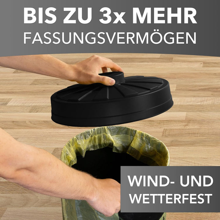 Sacktonne schwarz mit schwarzem Deckel für Gelben Sack Mülleimer Müllsackständer