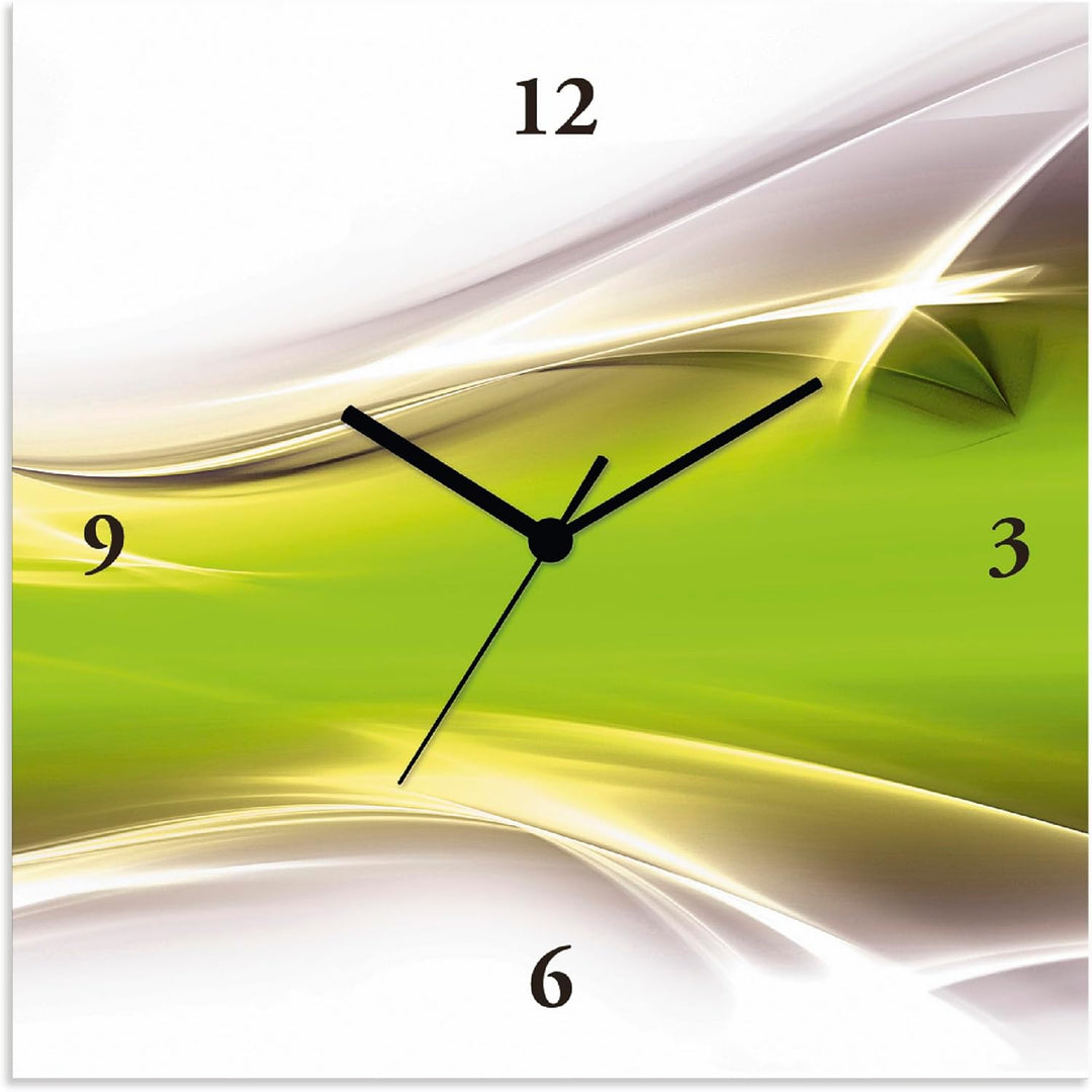 ARTLAND Wanduhr ohne Tickgeräusche Leinwand Quarzuhr 30x30 cm Quadratisch Lautlos Design Abstrakt Ku