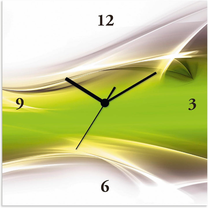 ARTLAND Wanduhr ohne Tickgeräusche Leinwand Quarzuhr 30x30 cm Quadratisch Lautlos Design Abstrakt Ku