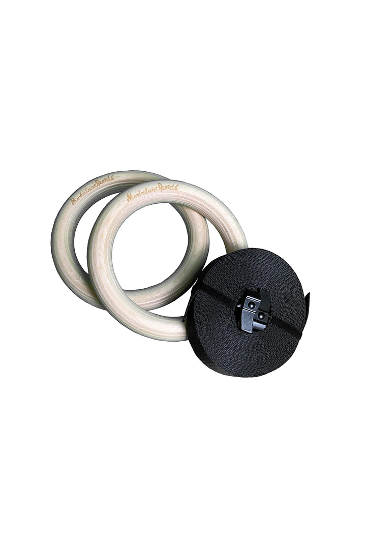 Modular Sports Gymnastikringe aus Holz 32mm / hochwertige Turnringe Outdoor &amp; Indoor/belastbare Gurt