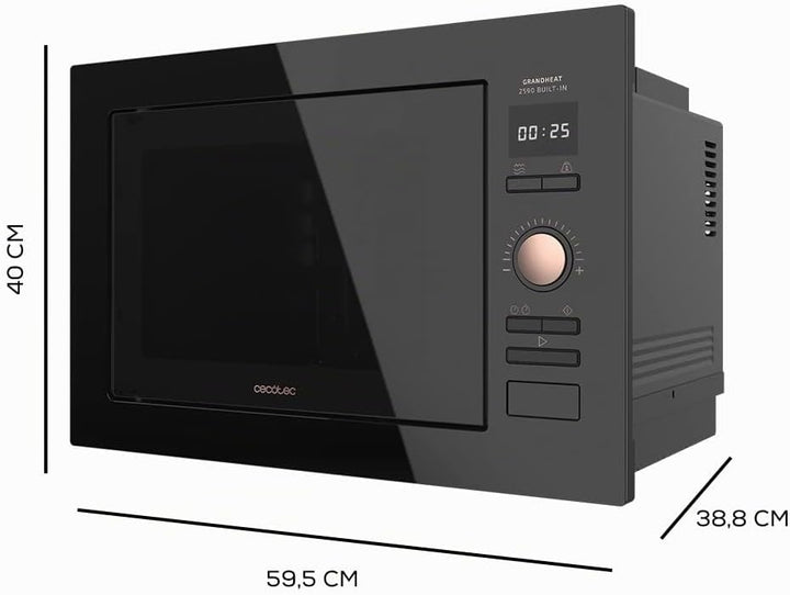 Cecotec Digitale und einbaubare Mikrowelle mit 25 Liter Fassungsvermögen GrandHeat 2590 Built-in Bla