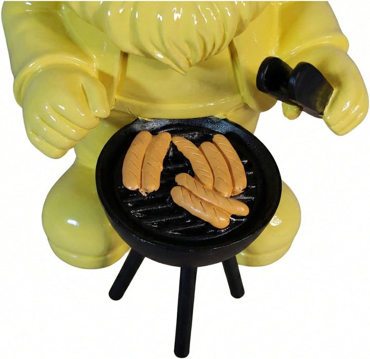 colourliving GartenPoser GrillPoser Gartenzwerg am Grill – Moderne Zwerg-Deko in Hochglanz für Garte