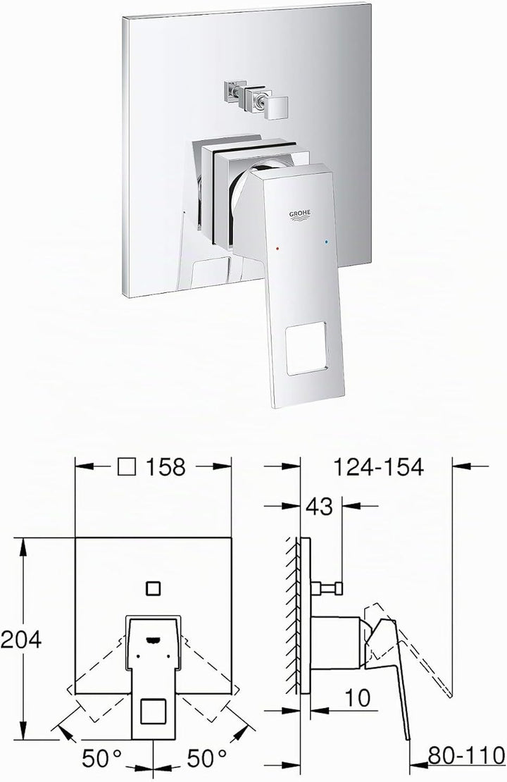 vanvilla Duschsystem mit Unterputz Duscharmatur von Grohe Eurocube Einhandmischer und vanvilla Regen