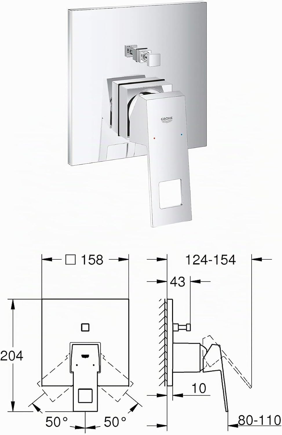 vanvilla Duschsystem mit Unterputz Duscharmatur von Grohe Eurocube Einhandmischer und vanvilla Regen