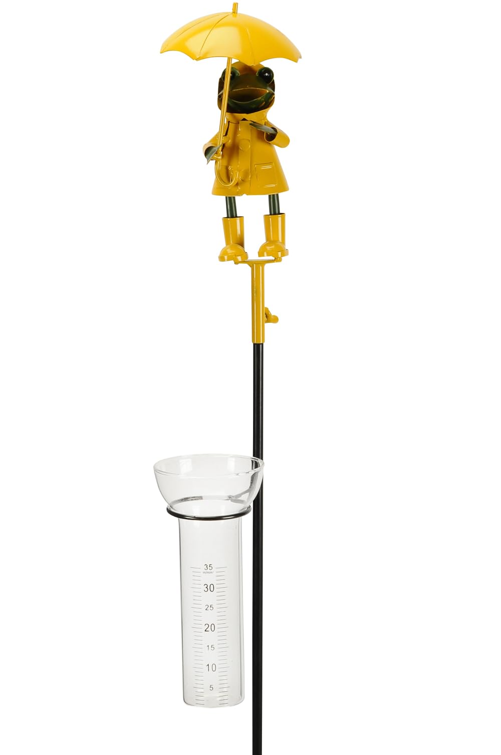 Regenmesser Gartenstecker Frosch mit Regenschirm H:120 cm aus Eisen - Deko Niederschlagsmesser Frösc