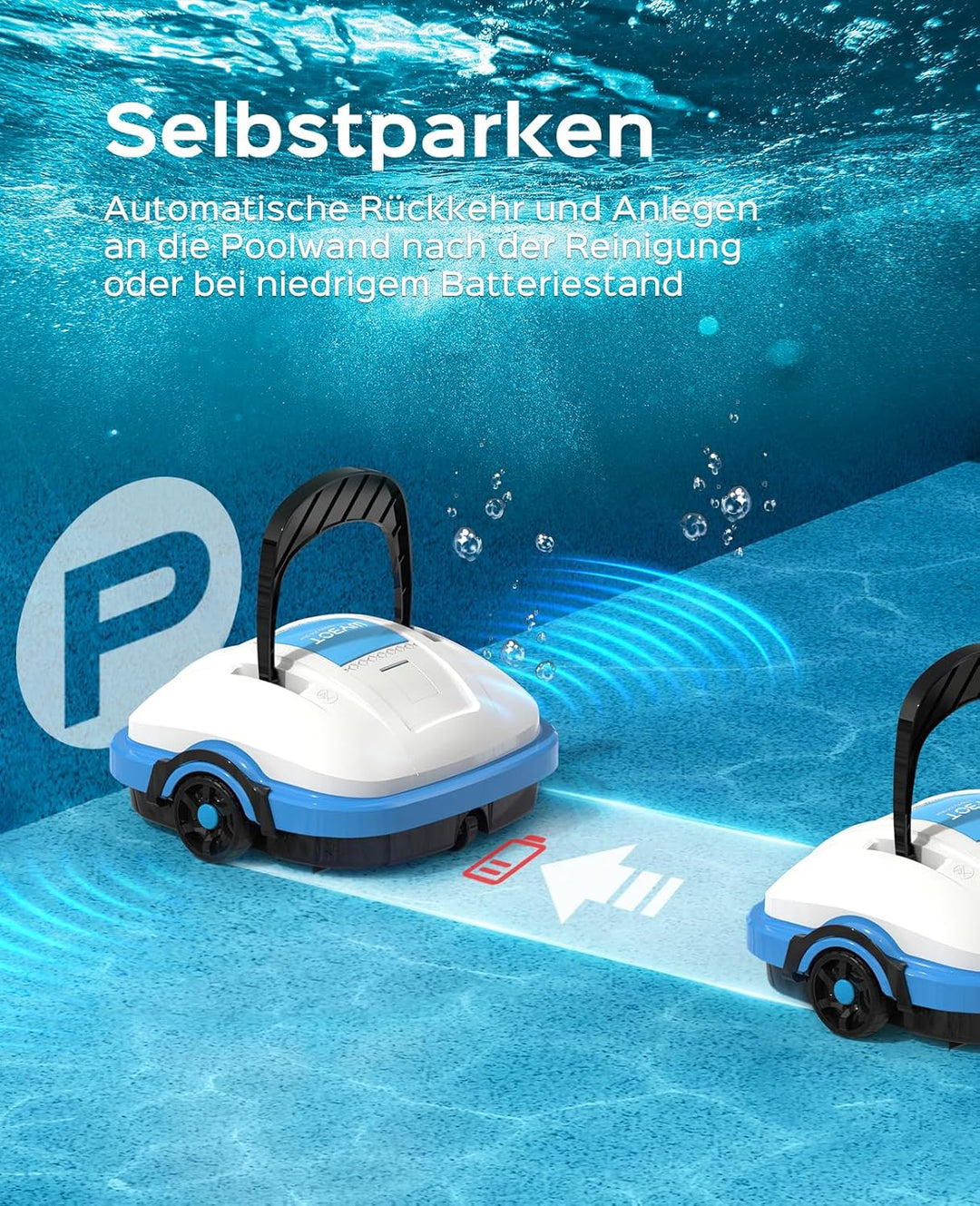 WYBOT Osprey 200 Poolroboter Kabellos mit Akku,Poolsauger,50 Min. Laufzeit,Automatisches Parken,Dopp