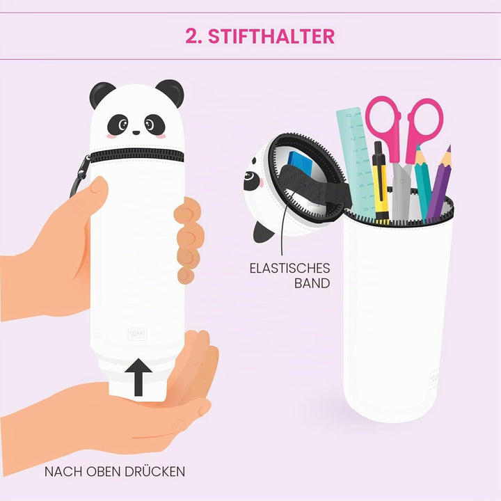 LEGAMI Set mit 7 radierbaren Gelstiften + 2-in-1-Federmäppchen – mit thermoempfindlicher Löschtinte,
