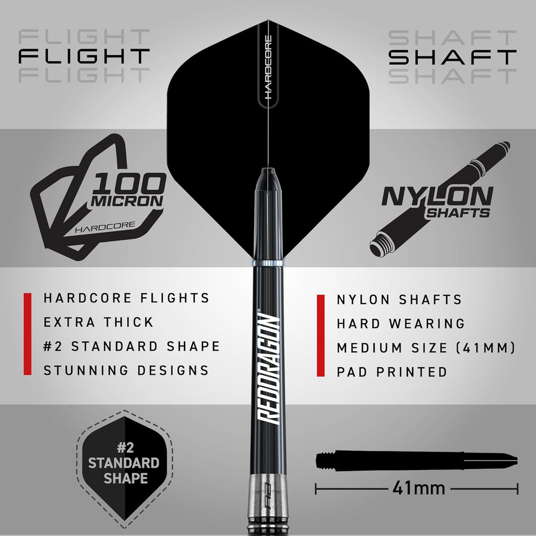 RED DRAGON Pegasus Professionelles Wolfram-Steeltip-Dart-Set, erhältlich in 21, 23, 24, 25, 26, 28,