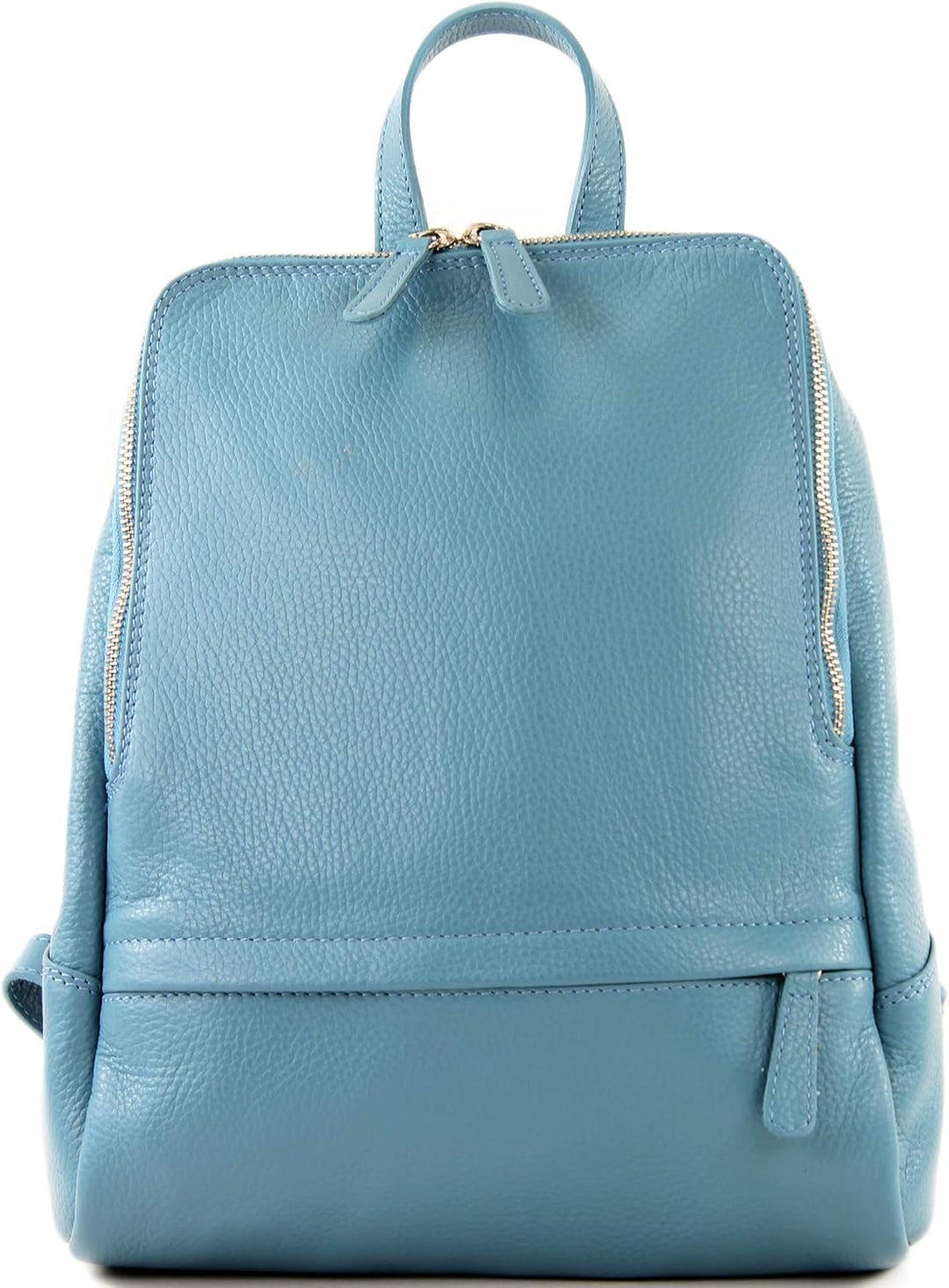 modamoda de - T138 - ital Damen Rucksacktasche aus Leder Babyblau, Babyblau