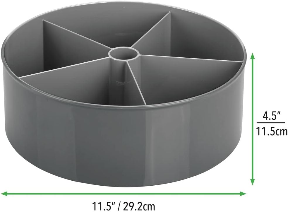 mDesign drehbare Ablage für Küche und Bad – runde Ablagefläche mit 5 Fächern und hohem Rand – Aufbew