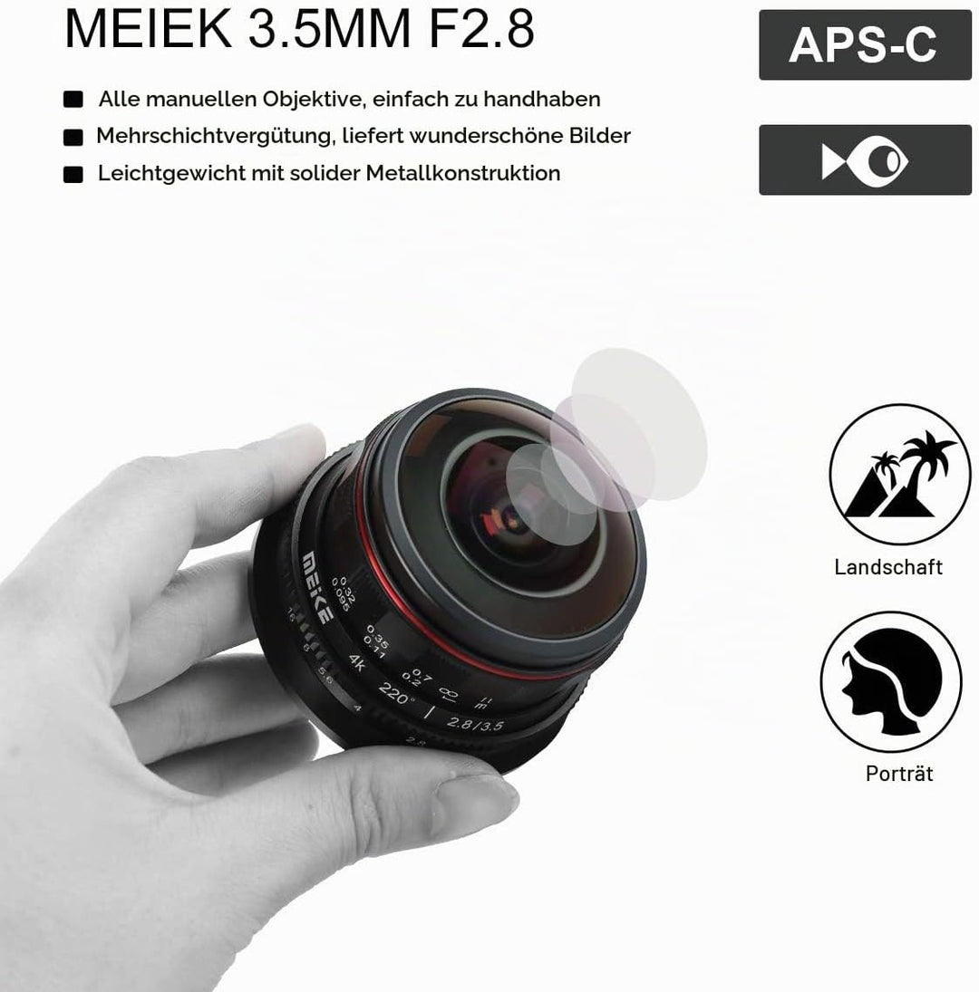 Meike MK-3.5mm f2.8 Ultra Wide Circular Fisheye Lens for Olympus Panasonic Lumix MFT Micro 4/3 Mount