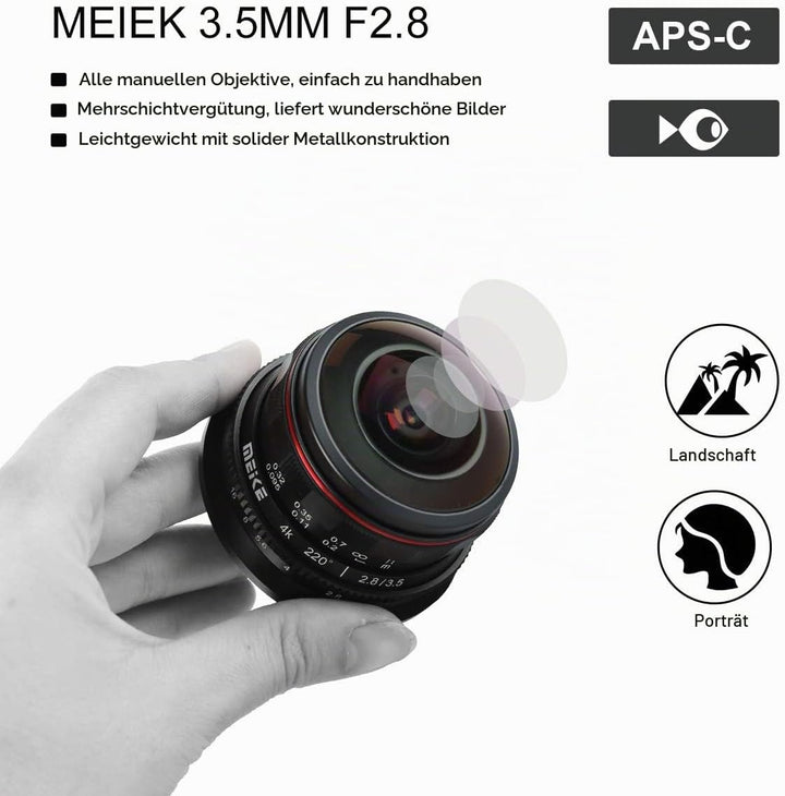Meike MK-3.5mm f2.8 Ultra Wide Circular Fisheye Lens for Olympus Panasonic Lumix MFT Micro 4/3 Mount