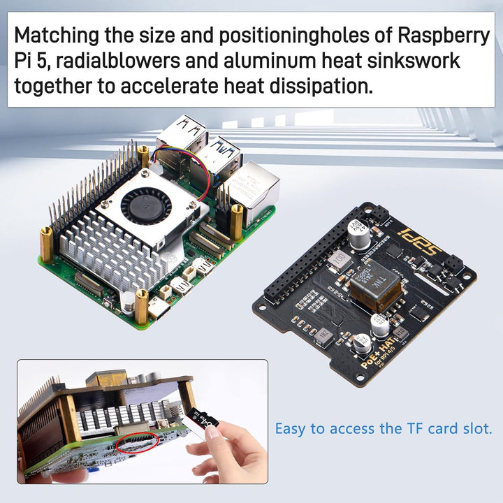 GeeekPi P30 PoE+ HAT für Raspberry Pi 5/4B/3B+, mit offiziellem aktiven Kühler für Raspberry Pi 5 2G