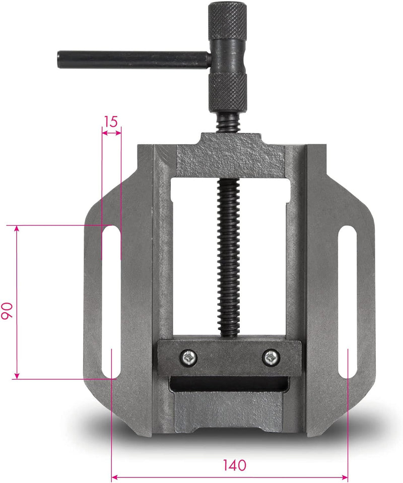 EBERTH Maschinenschraubstock aus Grauguss und Stahl, Backenbreite 125mm, Max. Spannbreite 100mm, Mas