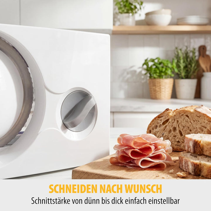 Tristar EM-2098 Allesschneider – 170 mm Edelstahlklinge – 150 W – Einstellbare Scheibenstärke, Silbe