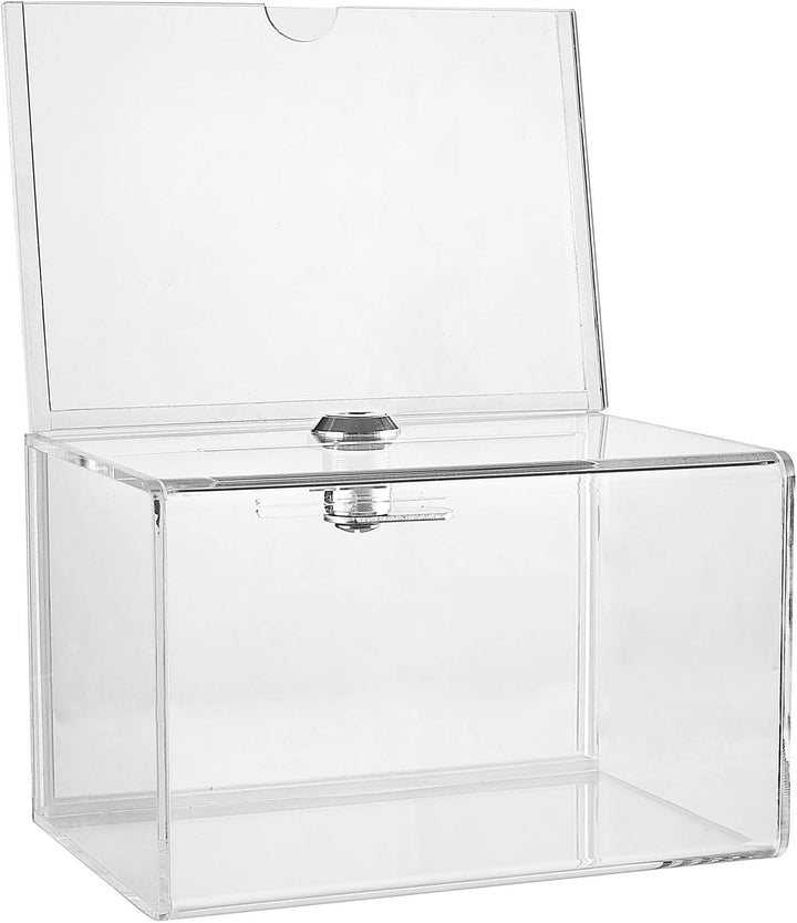 My Charity Boxes Inc. MCB Spendensammelbox aus transparentem Acryl mit Schloss – klein – mit 4–6 Dis