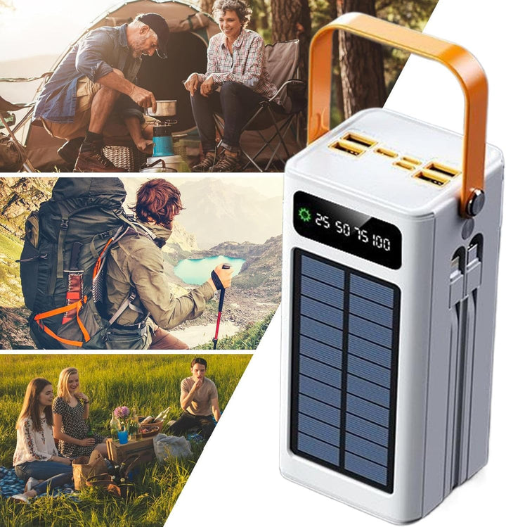 Solar Ladegerät - 120W Externes Powerbank - 50000mAh Überlebensausrüstung mit Licht 4 Ausgänge 3 Ein