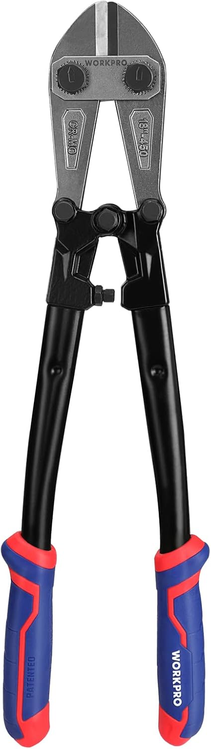 WORKPRO 45,7 cm Bolzenschneider, Chrom-Molybdän-Stahlklinge, robuster Bolzenschneider mit weichem Gu
