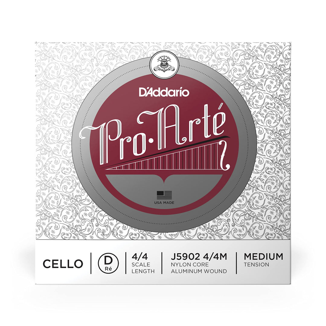 D'Addario J5902-4/4M Pro Arte Cello Einzelsaite 'D' Silber 4/4 Medium D String, D String