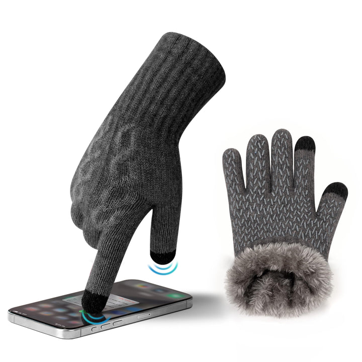 Alpaka Handschuhe Damen Fleece Doppelfutter & Touchscreen - Thermo Winterhandschuhe mit Anti-Rutsch