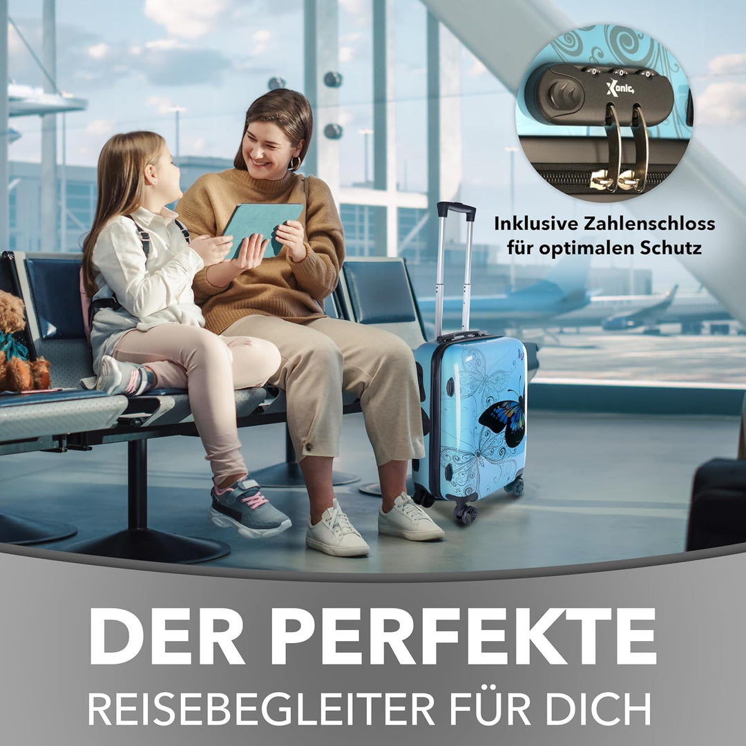 Xonic Design Reisekoffer - Hartschalen-Koffer mit 360° Leichtlauf-Rollen - hochwertiger Trolley mit