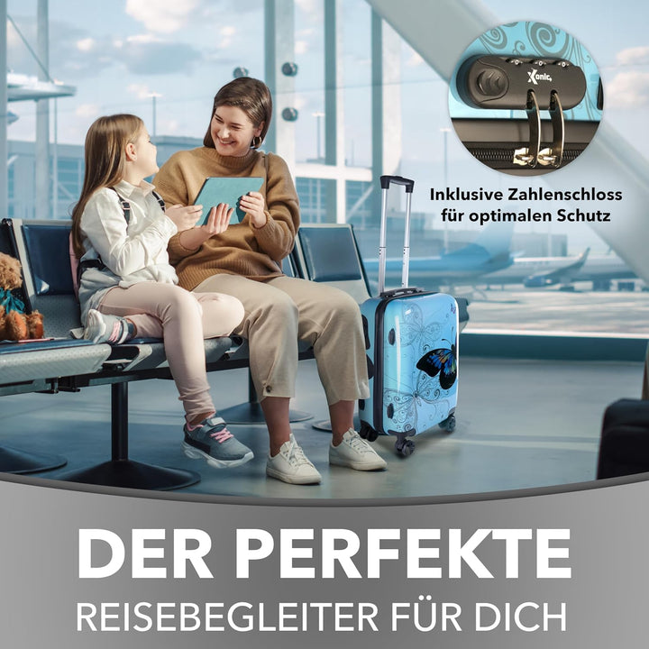 Xonic Design Reisekoffer - Hartschalen-Koffer mit 360° Leichtlauf-Rollen - hochwertiger Trolley mit