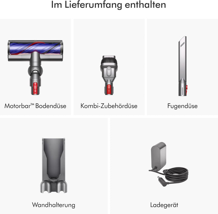 Dyson V8 Advanced Kabelloser Staubsauger, 130 AW, bis zu 40 Min Laufzeit, Motorbar mit Haarentwirrun