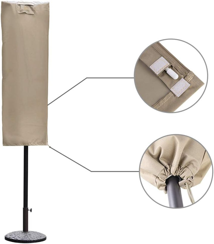 Sekey Schutzhülle für DoppelSonnenschirm, Abdeckhauben für Sonnenschirm Taupe 160×62 cm Taupe, 160×6