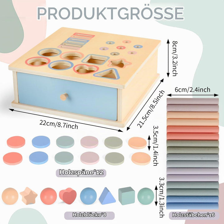 Montessori Spielzeug ab 1 2 3 Jahr, Farbe Form Sortierspiel ab 1 Jahr, Holzspielzeug Montessori ab 2