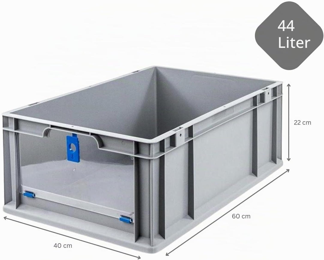 SuperSparSet 4x Eurobox NextGen Insight Cover | HxBxT 22x40x60 | 44 Liter | Hoch/Blau | Eurobehälter