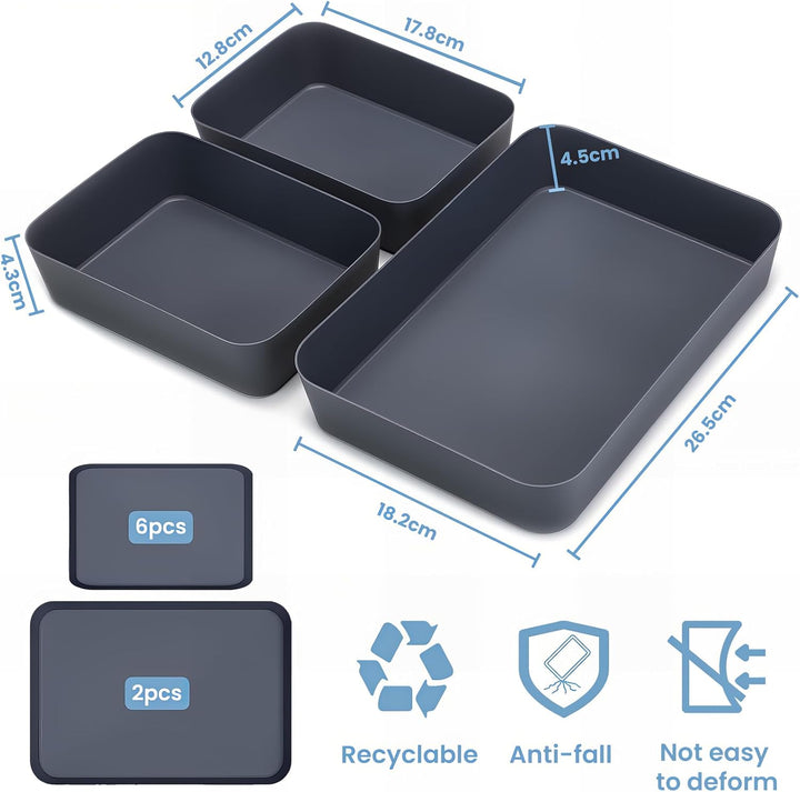 Bugucat Schubladen Organizer 8 Stücke,Schubladen Organizer Büro Schminktisch Organizer mit 2 Grössen