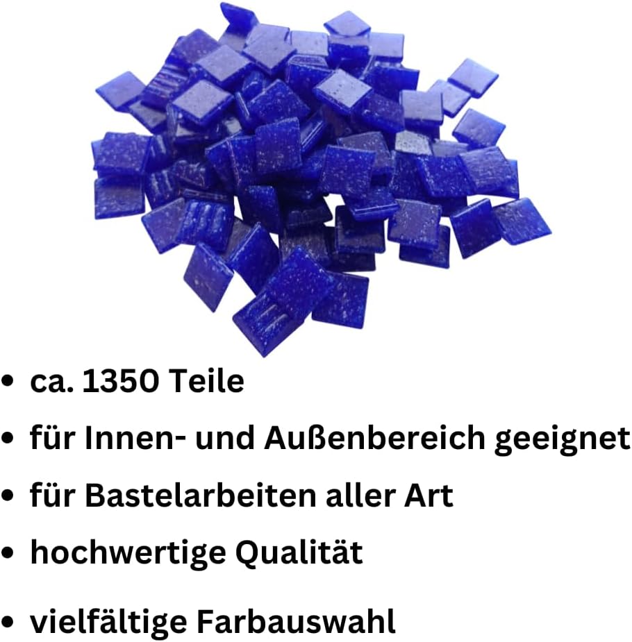 Glasmosaik 900g – Glassteine zum Basteln & DIY in Blau – Bastelset mit Mosaiksteinen für Erwachsene