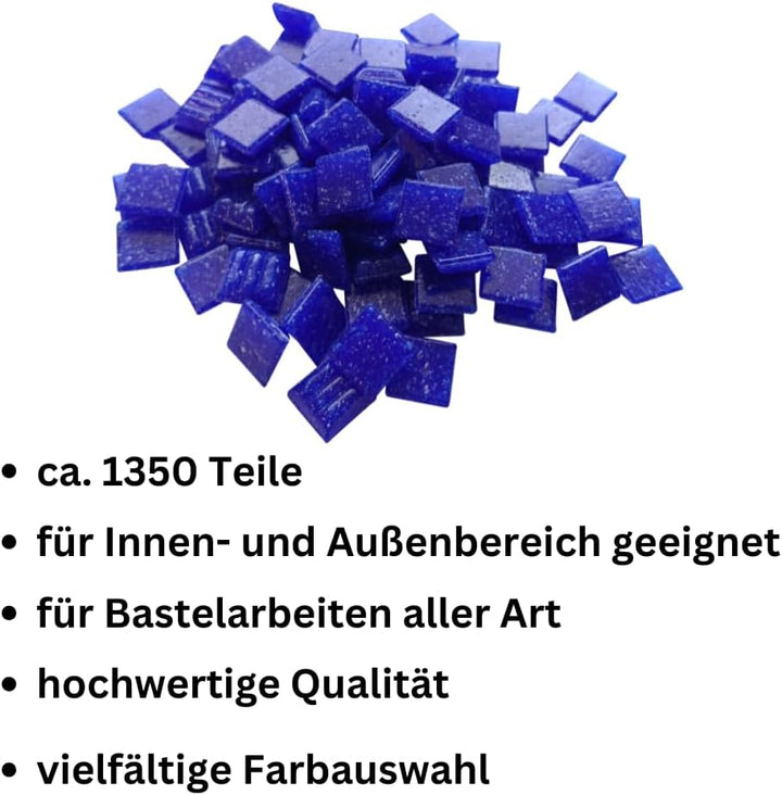 Glasmosaik 900g – Glassteine zum Basteln & DIY in Blau – Bastelset mit Mosaiksteinen für Erwachsene