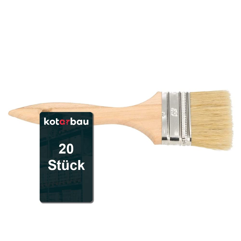 KOTARBAU® Farbpinsel Mit Holzgriff 63 mm 20 St. Alle Grössen Flachpinsel Beizen Lasur Farben Malerpi