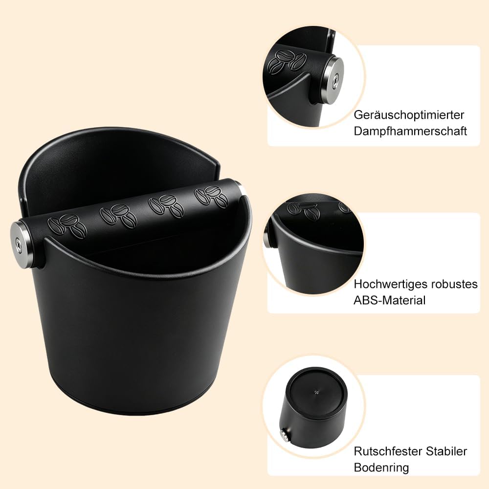 Abklopfbehälter für Siebträger, Espresso Kaffeesatz Abschlagbehälter mit Abnehmbarer Knock Bar und B
