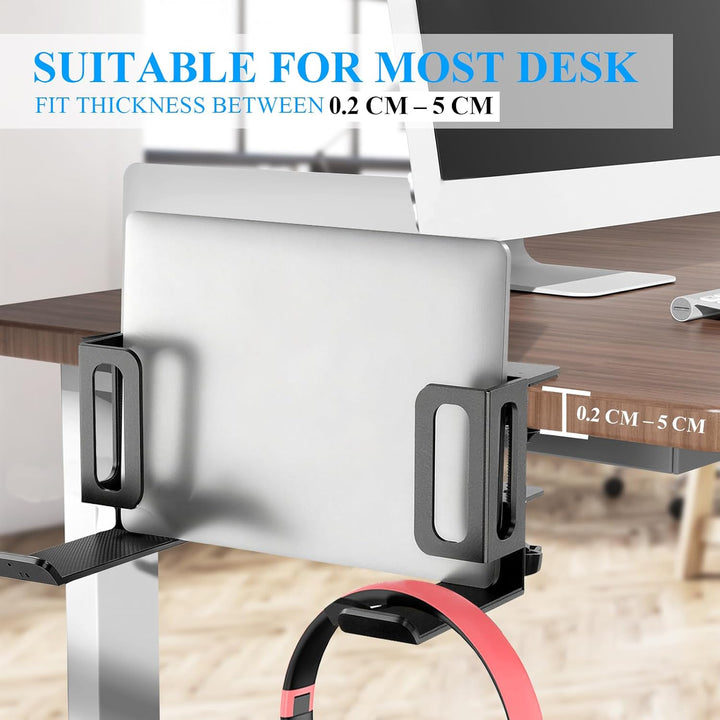 2 Stück Seitlich Aufhängbarer Laptop Organizer am Schreibtisch, Verstellbare Schreibtisch Seitenaufb