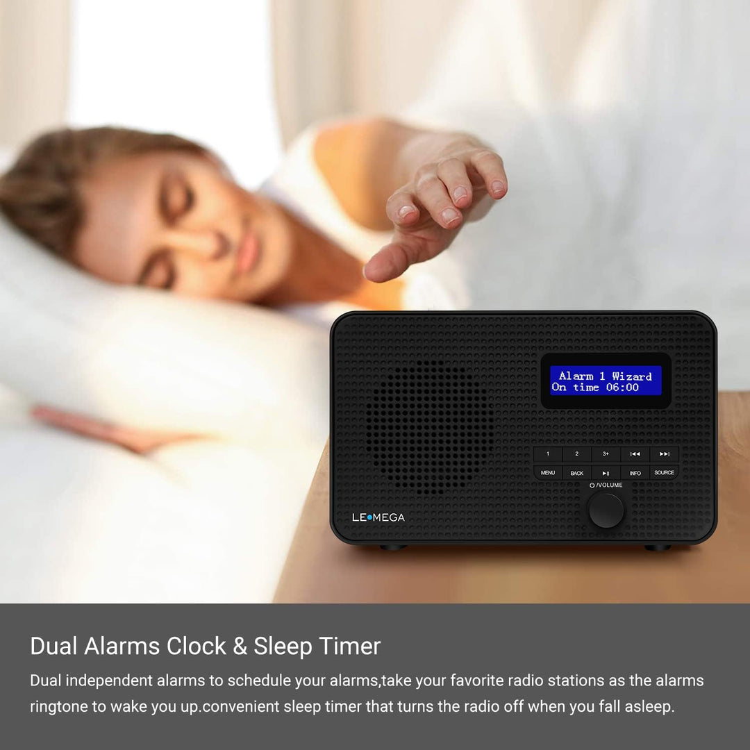 LEMEGA DR1 Tragbares DAB/DAB+ und UKW-Digitalradio,DAB-Radio mit Handbedienung,Doppelalarm,Schlummer