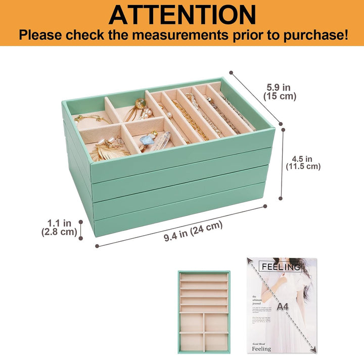 ProCase Schmucktablett Organizer mit 4 Schmuckschalen, Stapelbar Schmuck Schublade Organizer, Schmuc