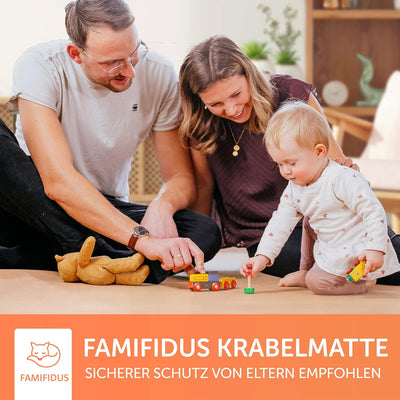 Famifidus Krabbelmatte Baby schadstofffrei - Kinder Spielmatte aus Kork & Naturkautschuk - 80 x 80 c