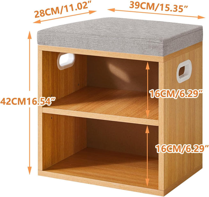 YMYNY Schuh Aufbewahrungsbank mit Sitzkissen, 2-Tier Schuh Rack mit gepolstertem Sitz, justierbarer