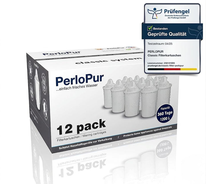 PearlCo - classic Pack 12 Filterkartuschen - passt in Brita Classic Standard Kartusche 3 Stück (4er