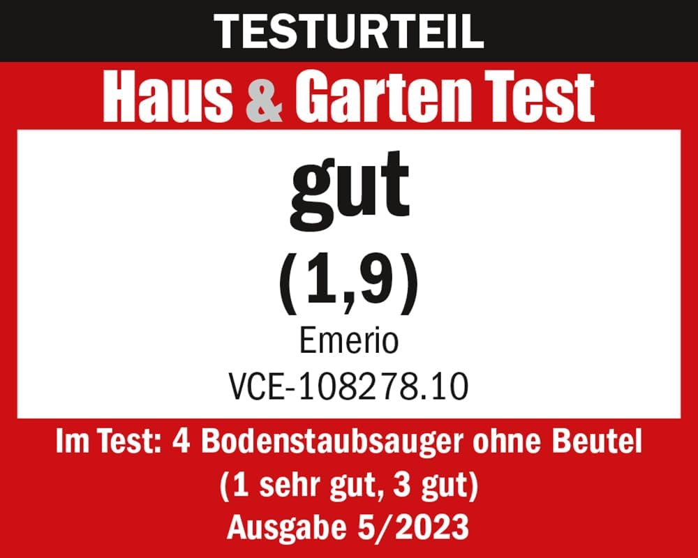Emerio ECO Zyklon Staubsauger 900 Watt Leistung 2,0 Liter Staubbehälter 7m Aktionsradius HEPA Filter