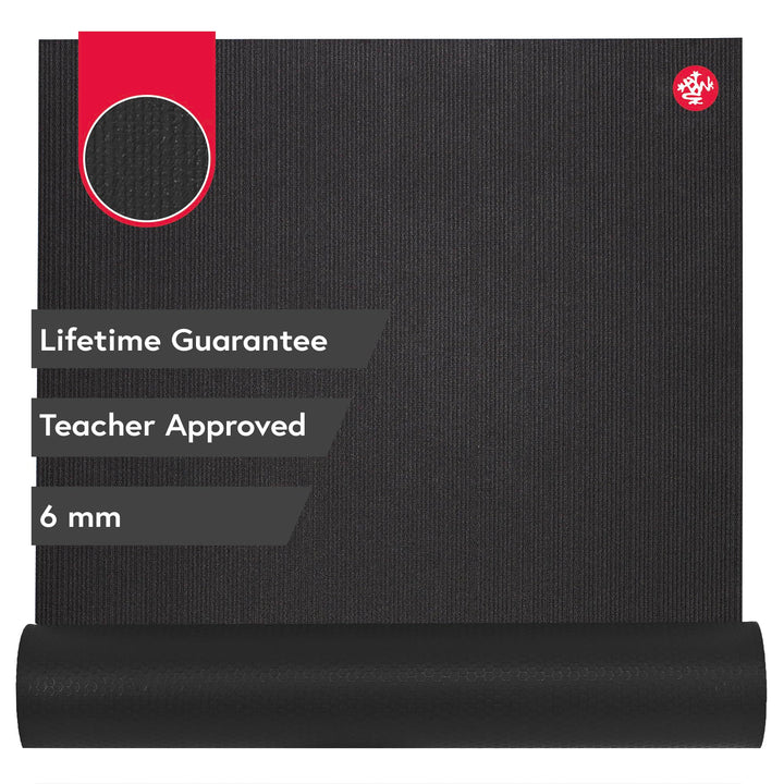 Manduka PRO Yoga and Pilates Mat Schwarz 215cm x 66cm x 6mm, Schwarz 215cm x 66cm x 6mm